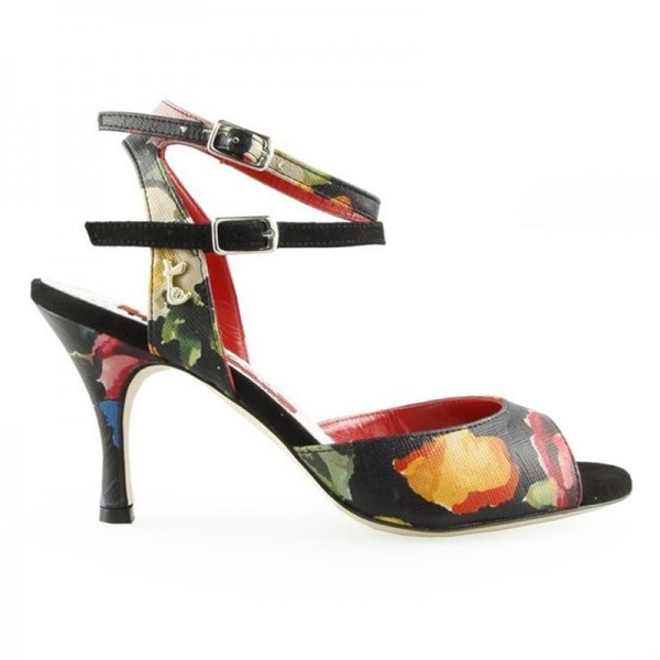 Tangolera A23 Black Flower Heel 7cm